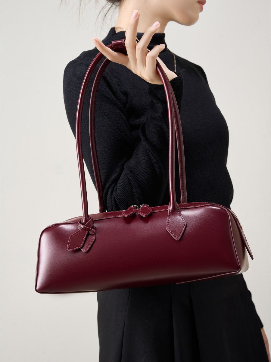 Vintage Leather Shoulder Bag – Handcrafted Retro Purse - HalleBeauty